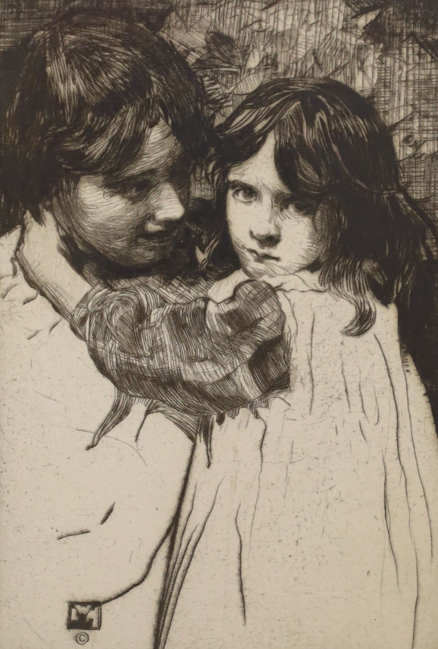 William Lee Hankey (1869-1952), etching, Mother and child, signed in pencil, 15 x 10cm